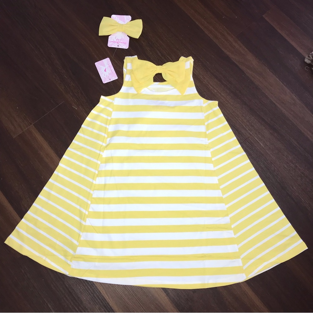 Tommy Bahama Pineapple 3D Striped Dress With Matching Hair Bow NWT - Picture 5 of 5